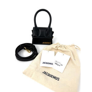 JACQUEMUS Le Chiquito Mini Top Handle Black Leather Shoulder Bag New MSRP $720